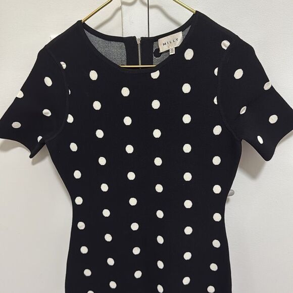 Milly NWOT Woman’s Polka Dot Knit Mermaid Dress in Black & White. Size medium. - Picture 6 of 9